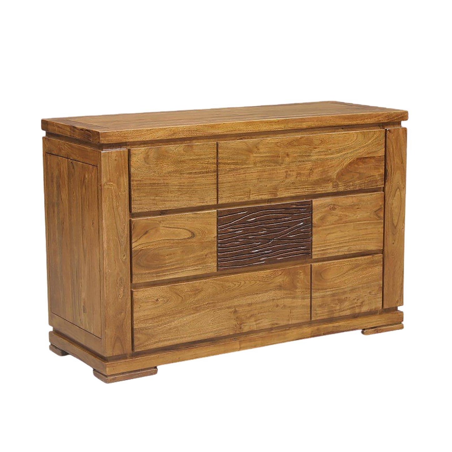 Two-tone carved wooden chest of drawers "Acacia Maya" 