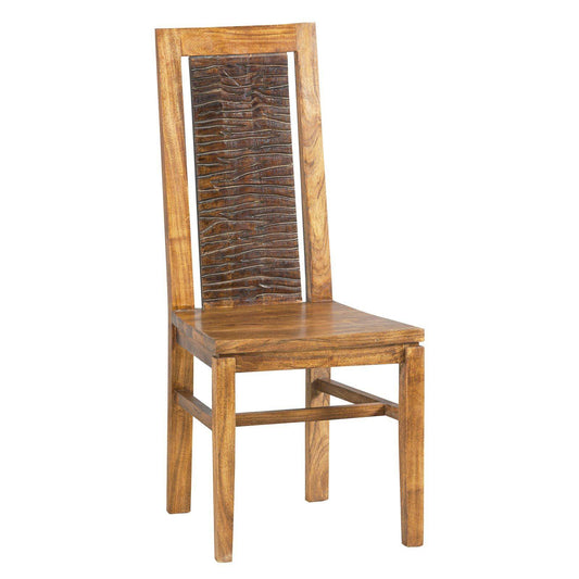 Two-tone carved wooden chair "Acacia Maya"