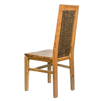 Chaise bois sculpté bicolore "Acacia Maya"