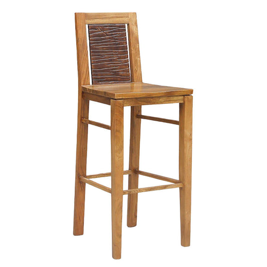 Two-tone carved wooden bar stool 130 "Acacia Maya"