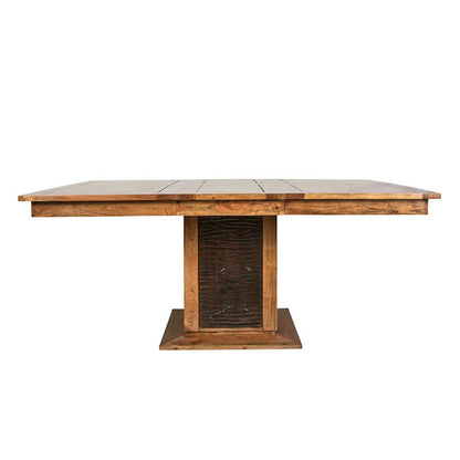 Table à manger carrée bois sculpté bicolore 130 "Acacia Maya"