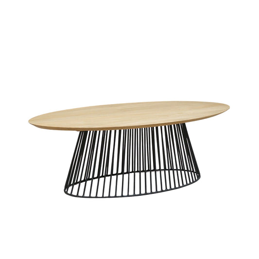 Industrial oval coffee table with metal legs | Linéo Mango