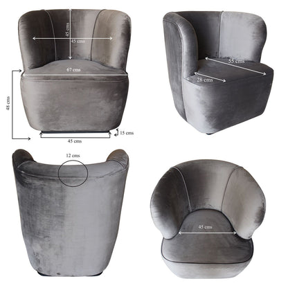 Fauteuil déco velours gris anthracite "Tissu Gubi"