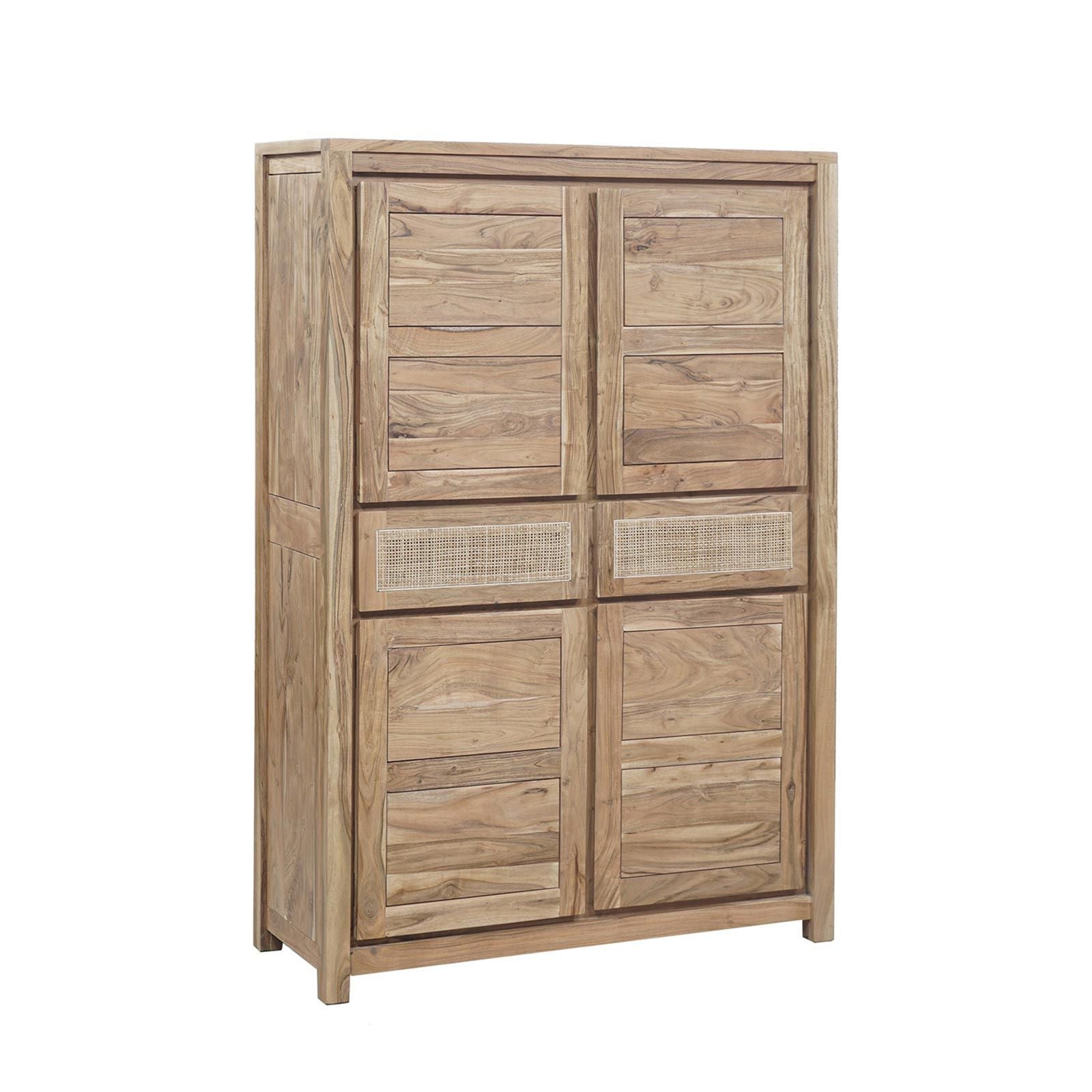 Buffet haut bois nature tiroir cannage | Acacia Tatoo II