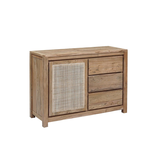 Petit buffet bois nature porte cannage 3T | Acacia Tatoo II