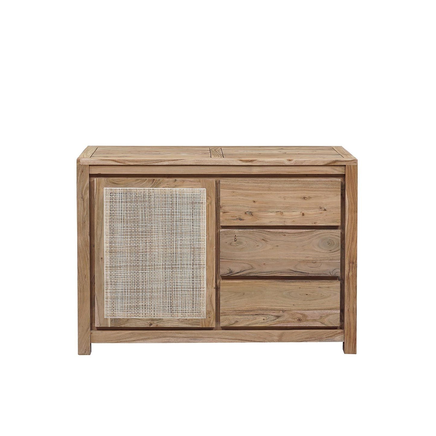 Petit buffet bois nature porte cannage 3T | Acacia Tatoo II