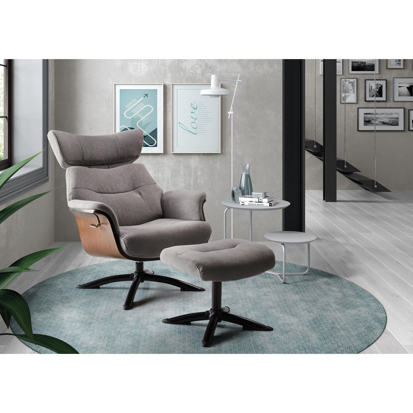 Fauteuil relax manuel bois microfibre Osaka Gris