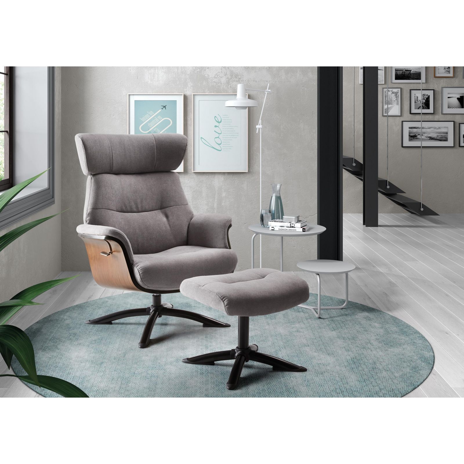 Fauteuil relax manuel bois microfibre Osaka Gris