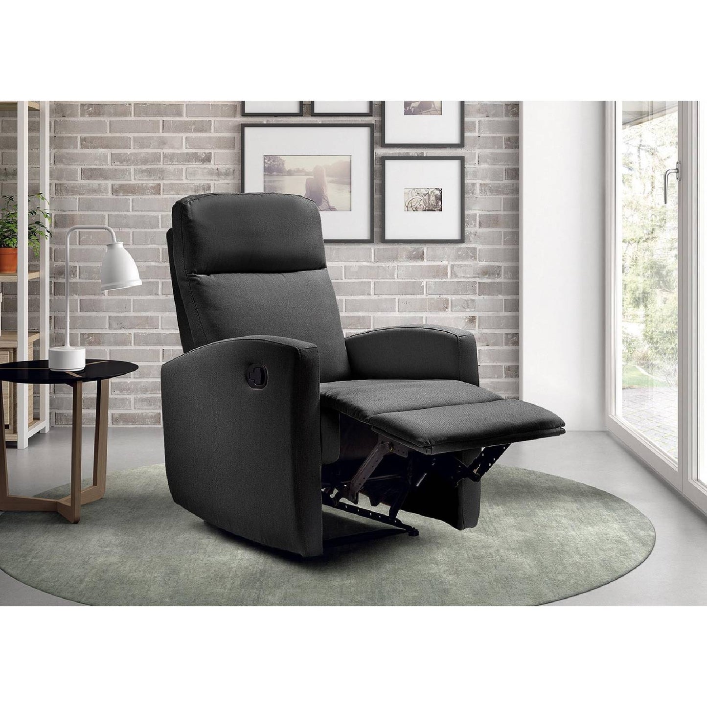 Fauteuil relax manuel tissu Tucson gris anthracite