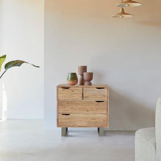 4-drawer chest of drawers in solid acacia | Acacia Forest